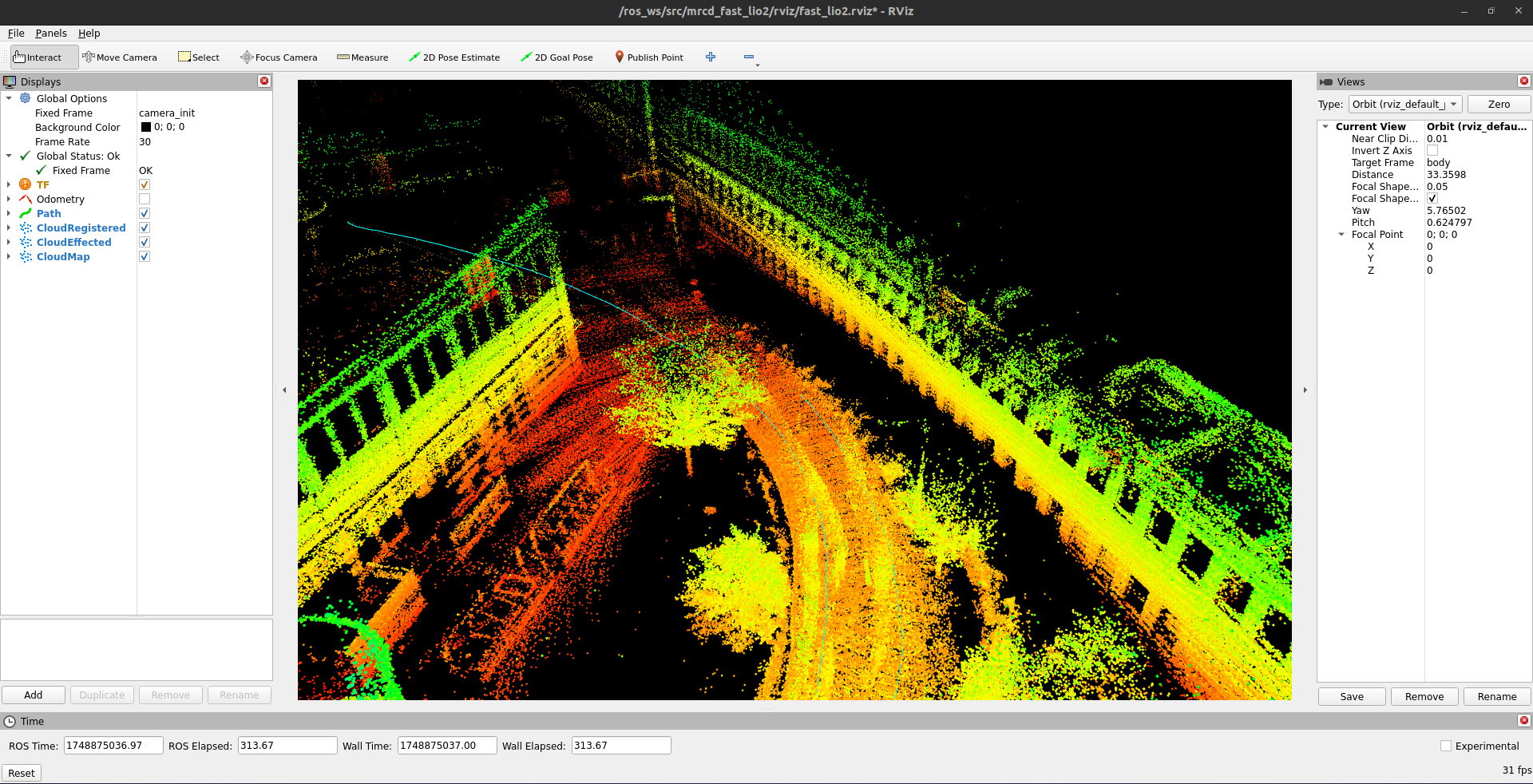 Rviz2 Screenshot of Fast-LIO
