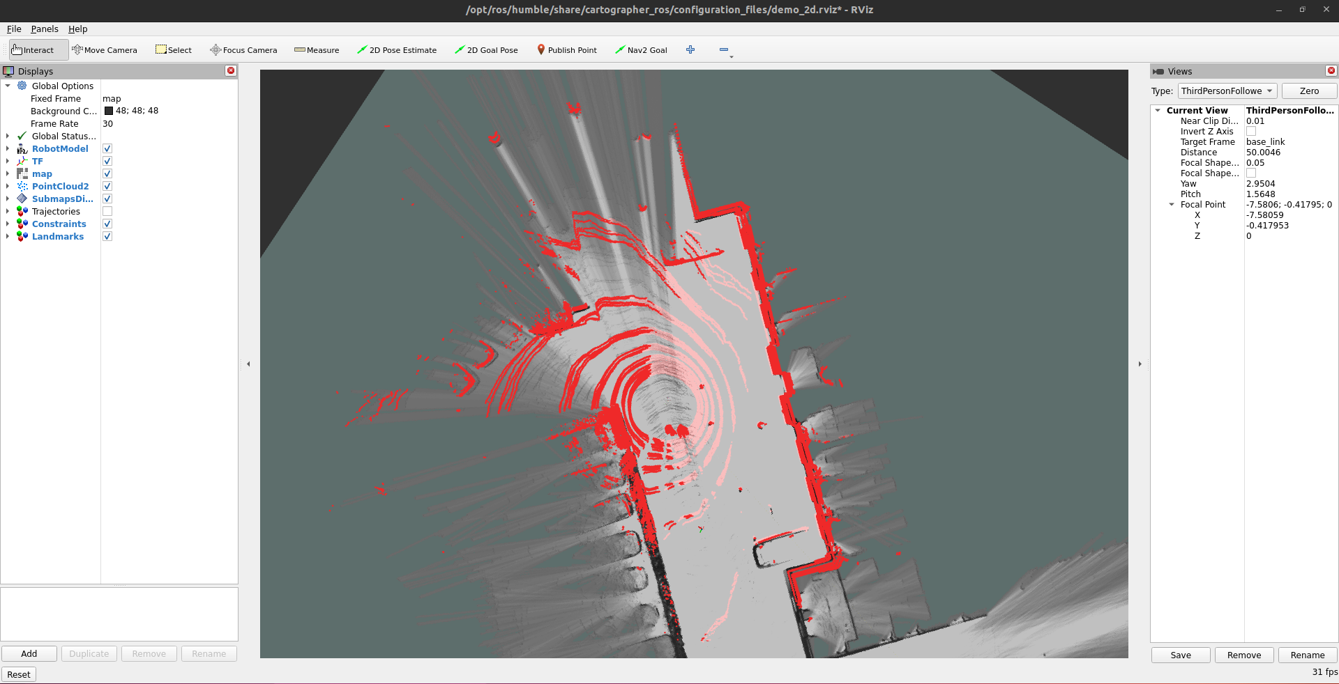 Rviz2 Screenshot of 2D Cartographer