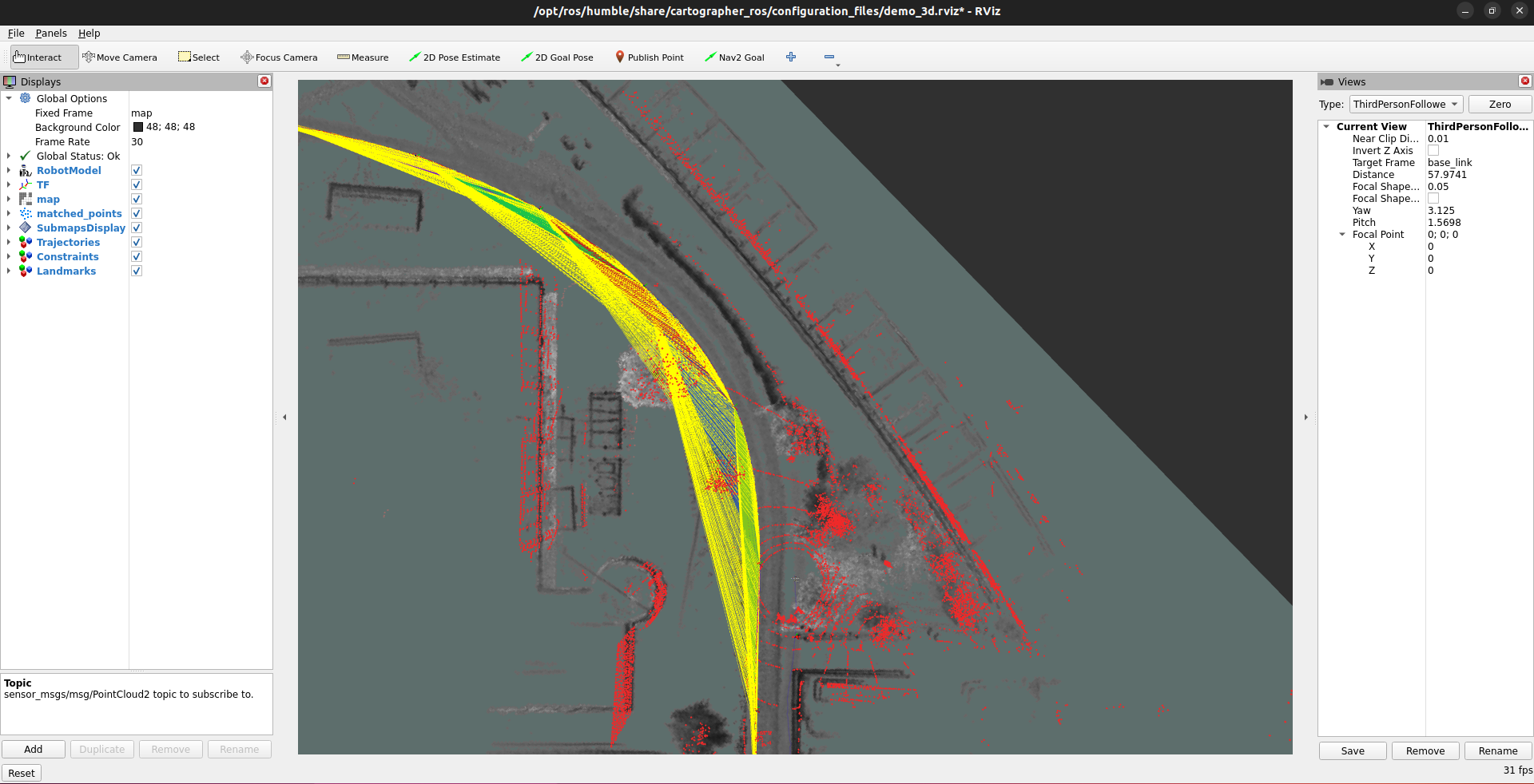 Rviz2 Screenshot of 3D Cartographer