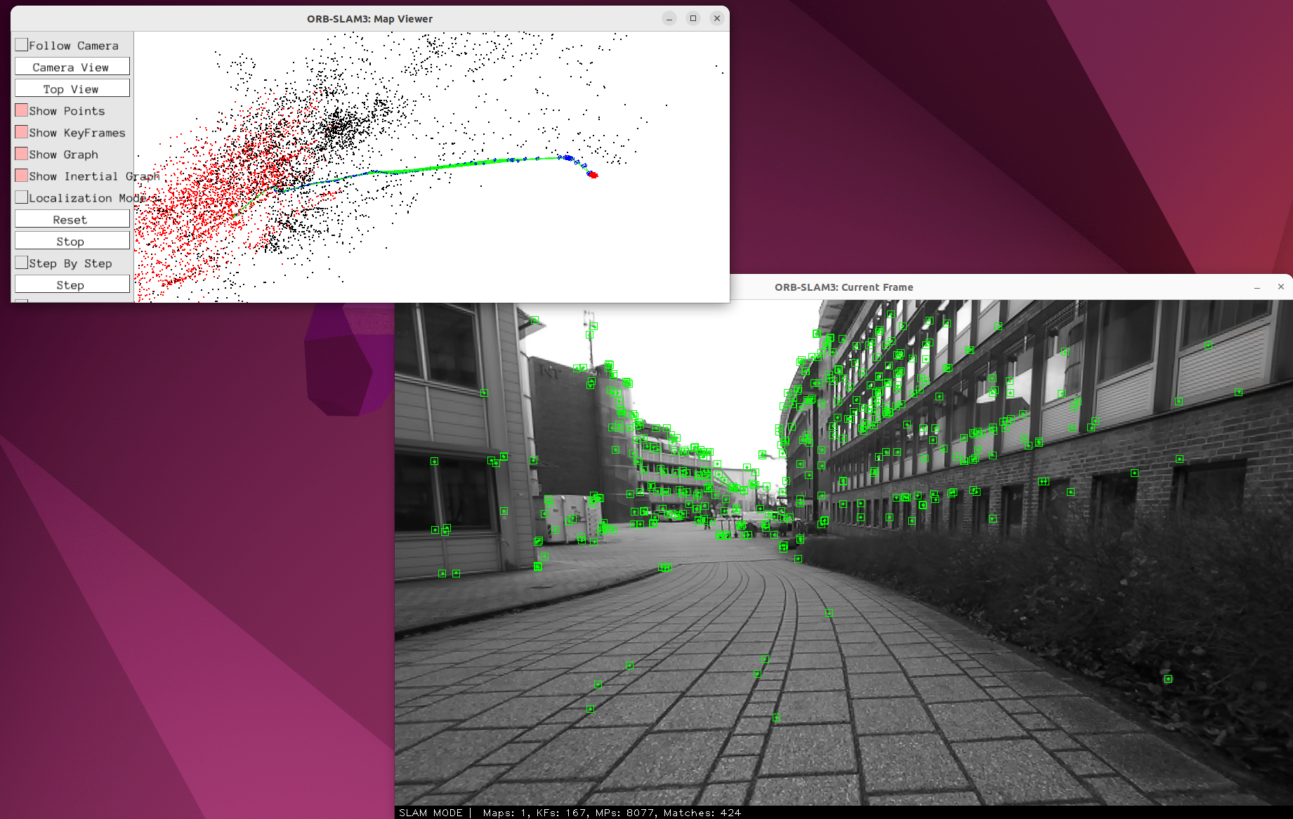 Rviz2 Screenshot of NVIDIA ISAAC ROS Visual SLAM