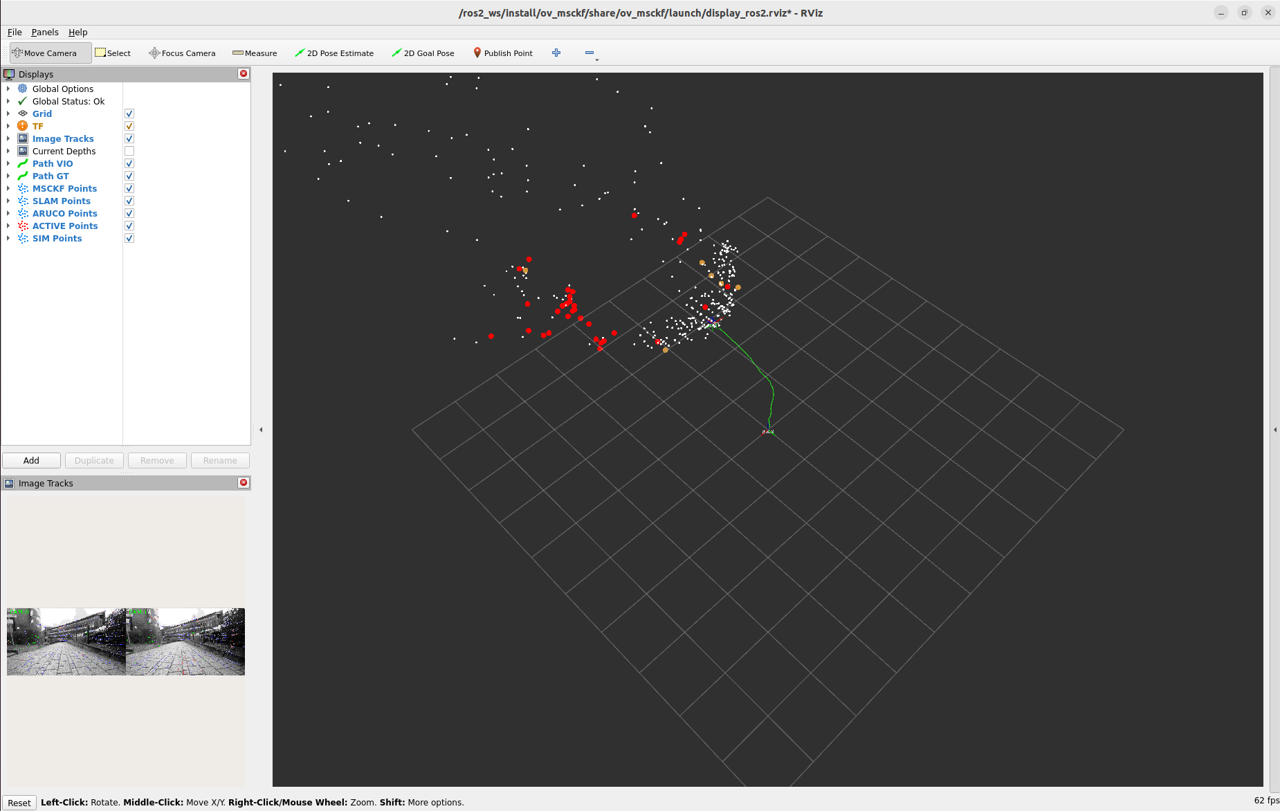Rviz2 Screenshot of NVIDIA ISAAC ROS Visual SLAM
