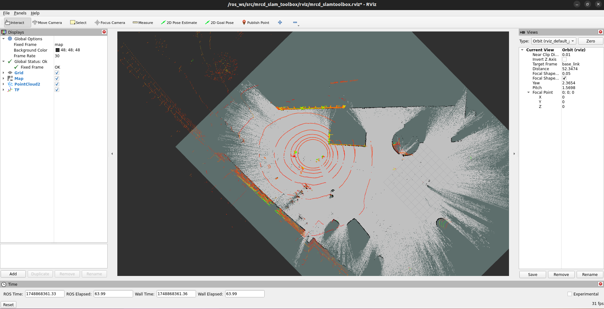 Rviz2 Screenshot of Nav2 SLAM Toolbox